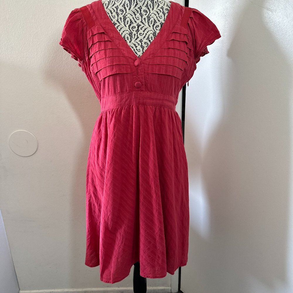 Fossil Dress Size Small Women's Red V-Neck A-Line Preppy Boho Cute Summer.